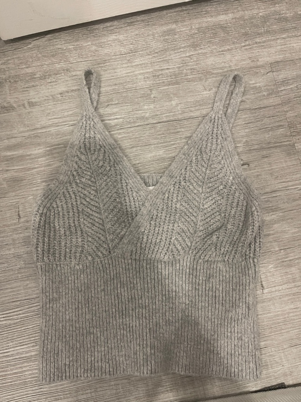 Pink Rose Grey Knit Cropped Tank Top
